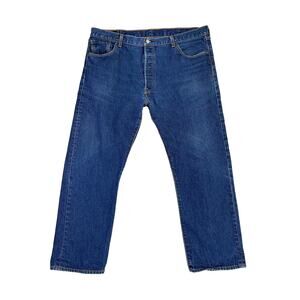 Levi’s 501 Jeans Men 42x29 Tag W42 L30 Dark Blue Straight Button Fly EUC